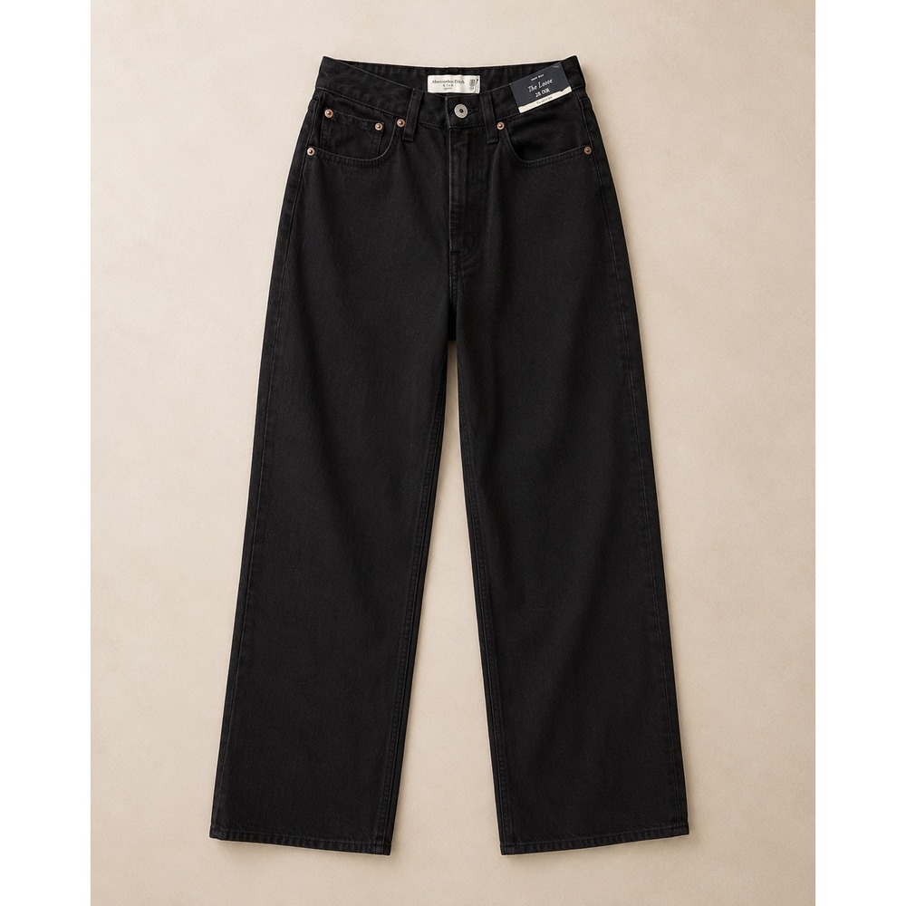 Abercrombie & Fitch Curve Love The Loose High Rise Jeans Black 24 00L Long